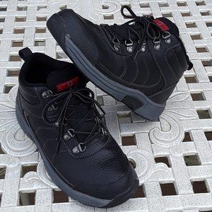 Waterproof Black Leather Ankle Boots